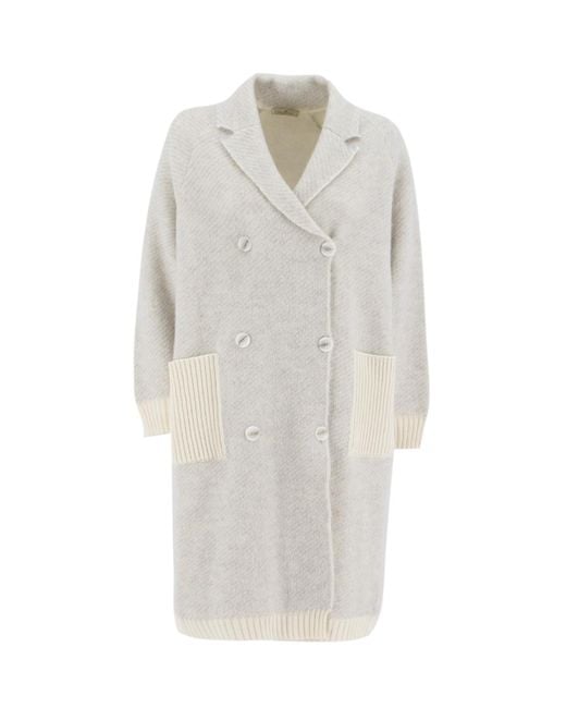 Panicale White Elegant Double-Breasted Warm Jacket For
