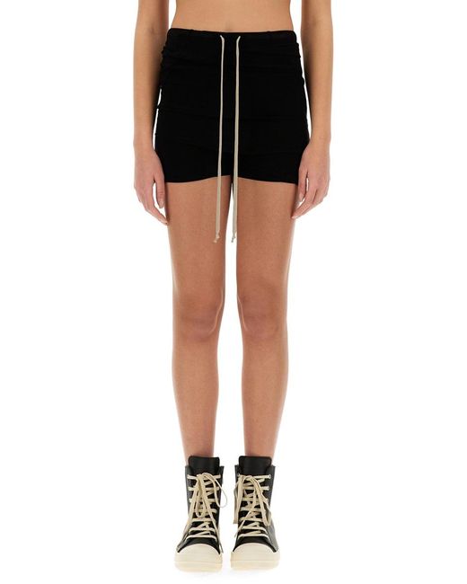 Rick Owens Black Elastic Waist Mini Shorts
