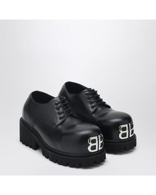 Balenciaga Black Oversized Toe Derby Dress Shoes With Metal Logo for men