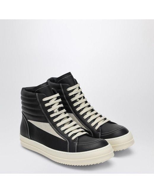 Rick Owens Men's Black High Vintage/ Leather Sneaker