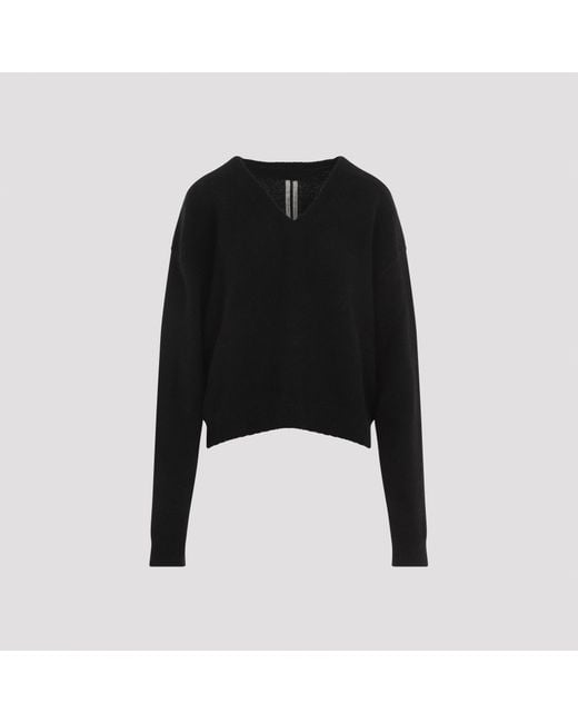 Rick Owens Black Tommy V-Neck Pullover Sweater for men