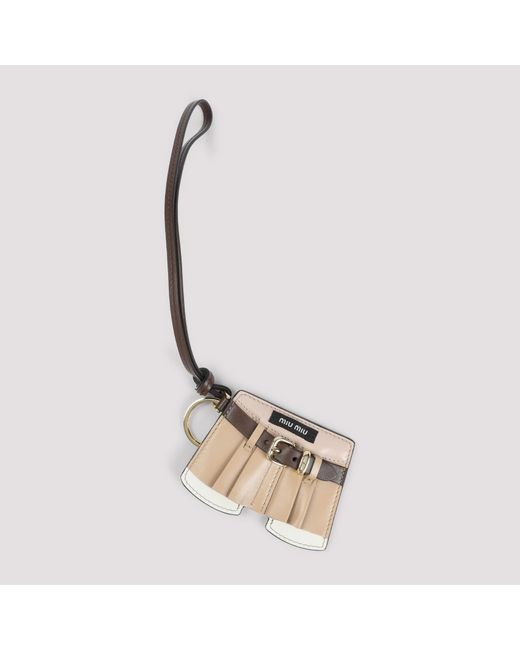 Miu Miu Metallic Mini Lamb Leather Key Ring for men