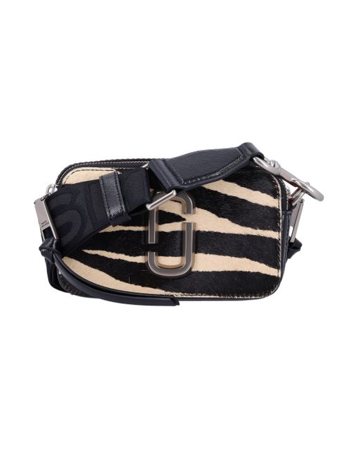 Marc Jacobs Black Mini Animal Print Haircalf Snapshot Handbag