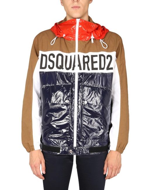 DSquared² Multicolor Logo-print Colour-block Windbreaker Brown for men