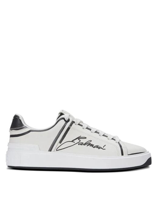 Balmain Low Top Lace Up Sneakers For in White for Men | Lyst