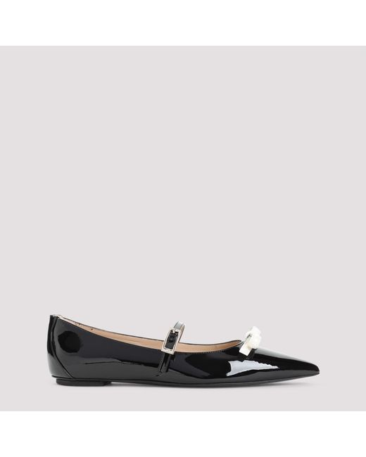 Stuart Weitzman Black Felicity Bow Patent Ballerinas for men