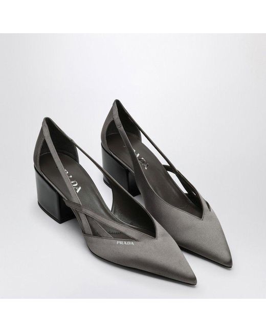 Prada Black Chic Satin Cut-Out Pumps For