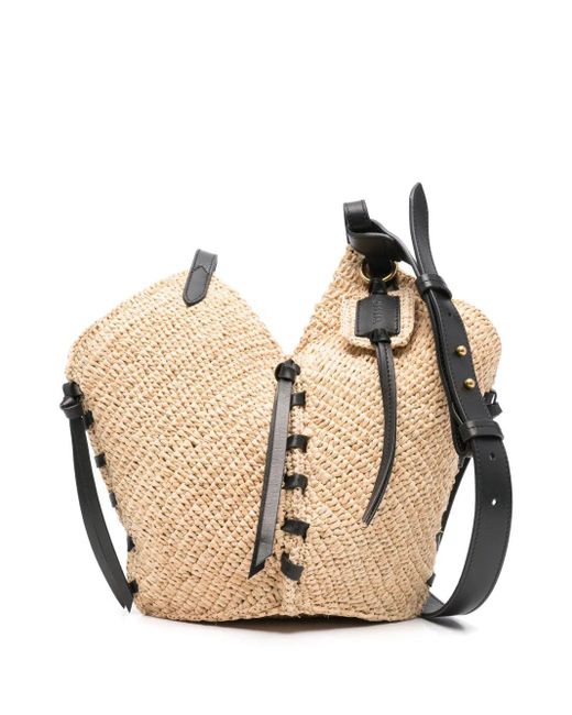 Isabel Marant Natural Elegant Raffia And Cowhide Shoulder Bag