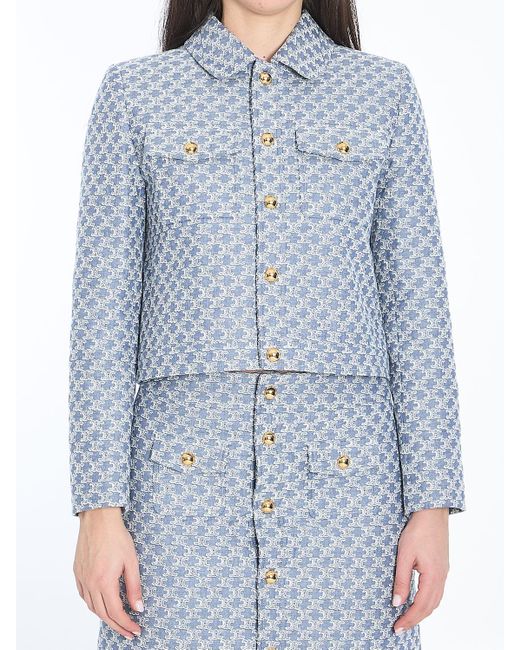 Céline Blue Triomphe Cropped Jacket