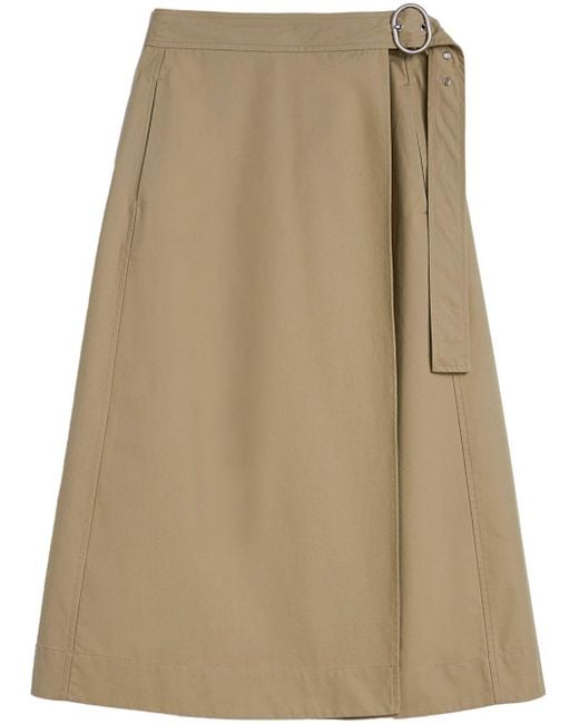 Jil Sander Natural A-Line Midi Skirt With High Waist