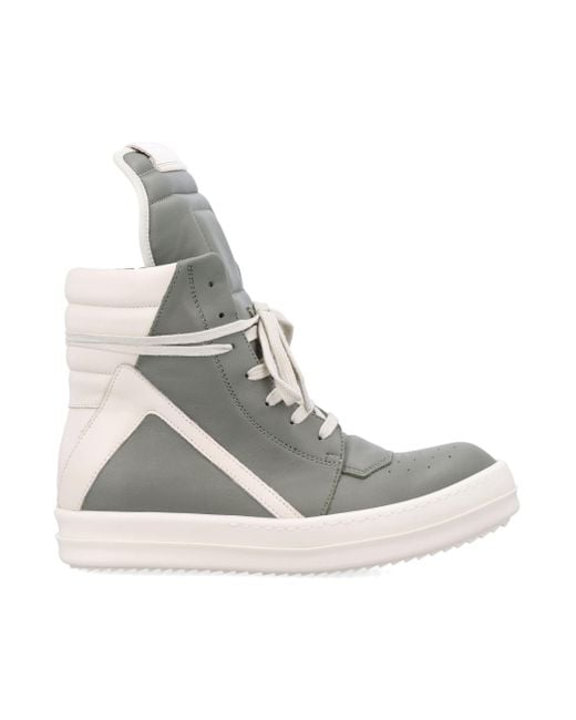 Rick Owens White High-Top Geometric Sneakers