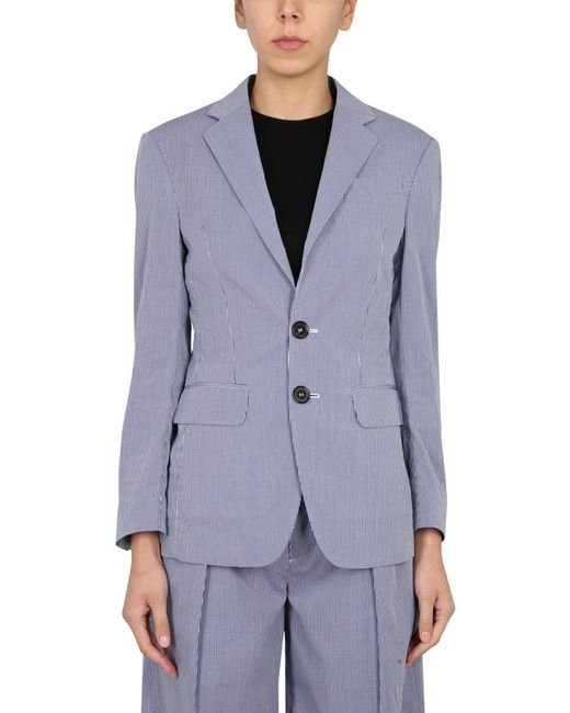 DSquared² Purple Relaxed Fit Light Pinstripe Blazer