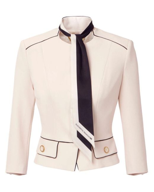 Elisabetta Franchi Natural Jacket With Tailored Silhouette