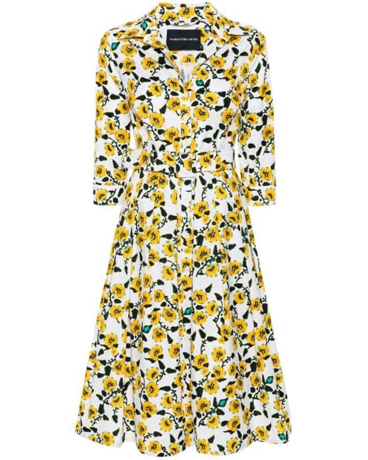 Samantha Sung Yellow Audrey Floral Dress