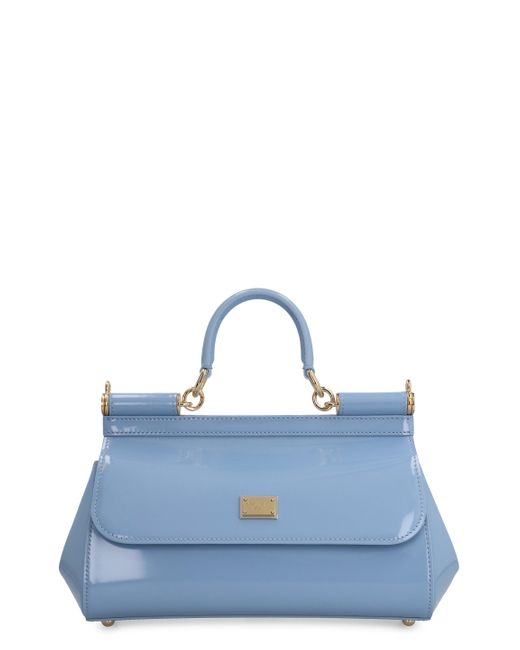 Dolce & Gabbana Blue Patent Leather Mini Top-Handle Bag