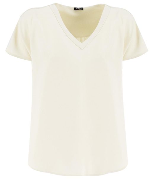 Kiton White Luxurious Silk T-Shirt With Tailored Fit