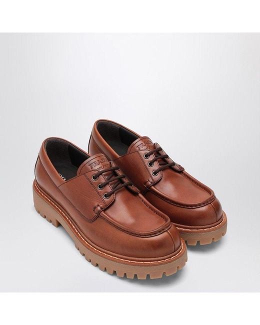 Prada Brown Laced Moccasins For for men
