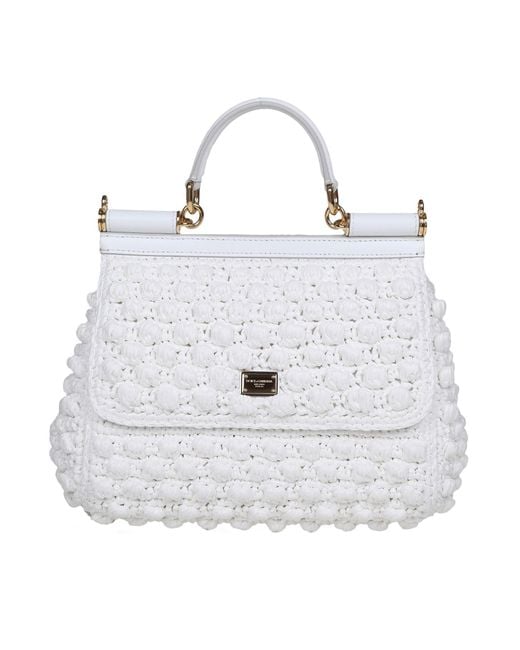 Dolce & Gabbana White Raffia Crochet Handbag