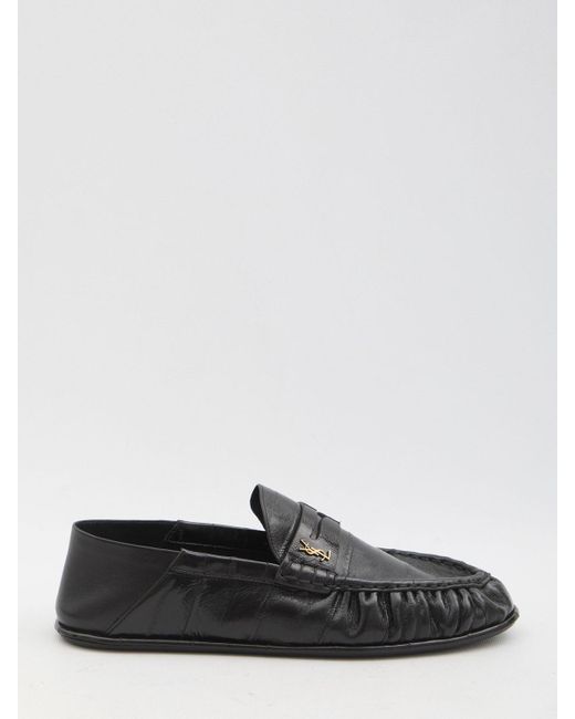 Saint Laurent White Gathered Effect Moccasins For for men