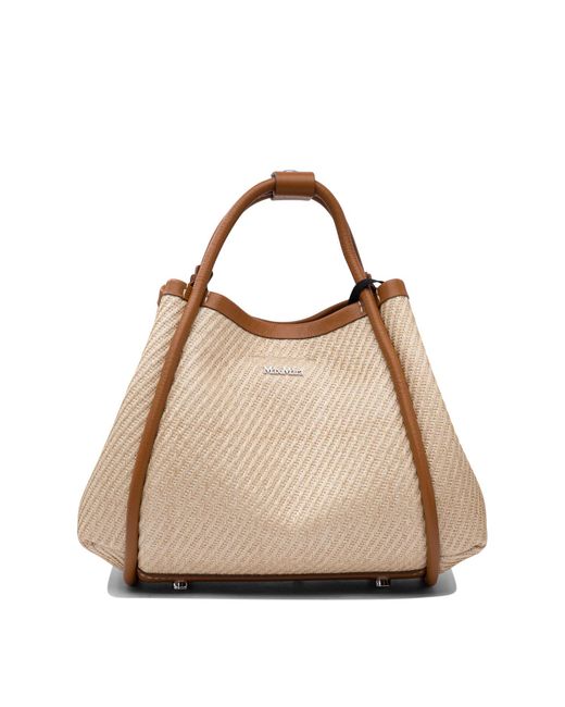Max Mara Natural Mini Raffia-Effect Handbag