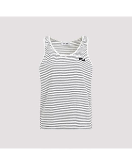 Miu Miu Gray Cotton Top For Ss25 for men