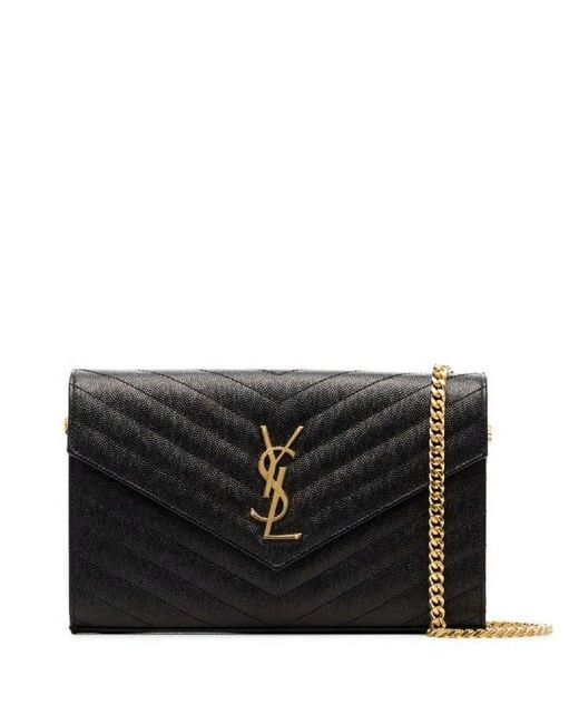 Saint Laurent Black Ochre Monogram Chain Wallet