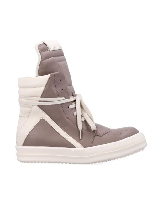 Rick Owens Natural High-Top Geometric Sneakers