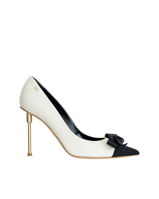 Elisabetta Franchi Metallic Elegant Pumps With Bow Detail