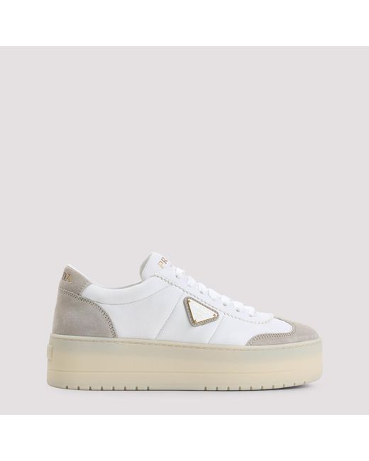 Prada White Downtown Leather Sneaker for men