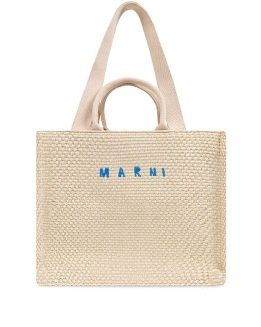 Marni Natural Large Raffia Effect Tote Handbag