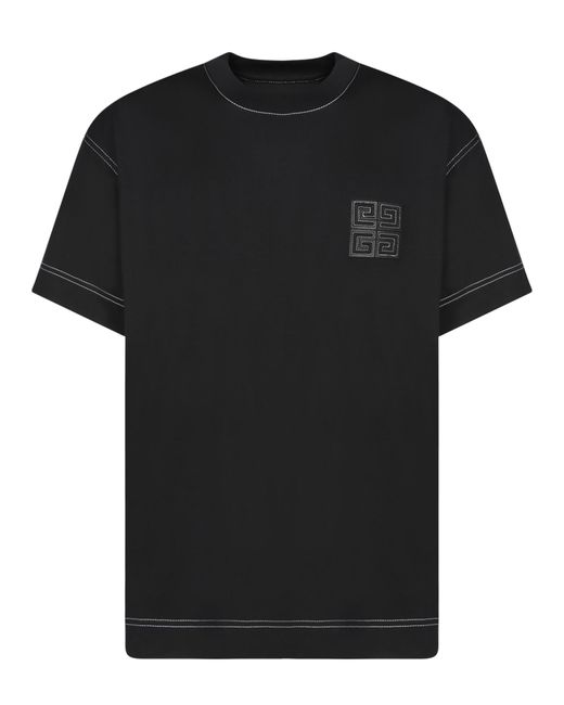 Givenchy Black Minimalist Embroidered T-Shirt for men