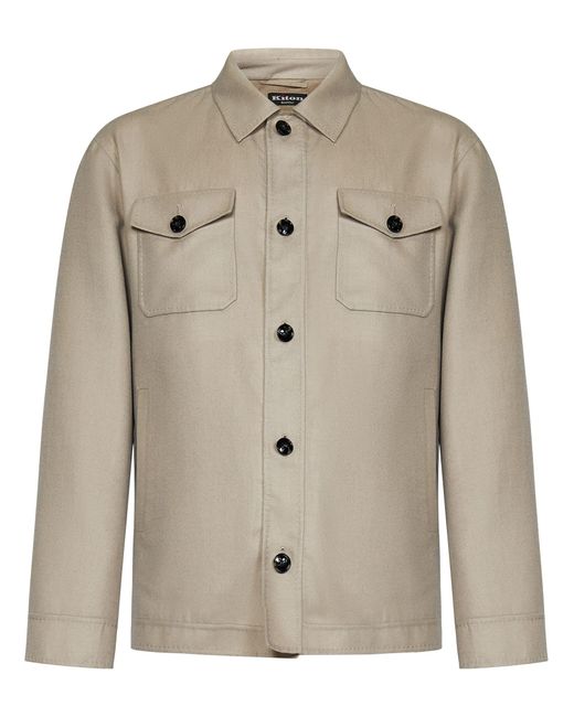 Kiton Natural Cashmere-Silk Blend Double Jacket for men