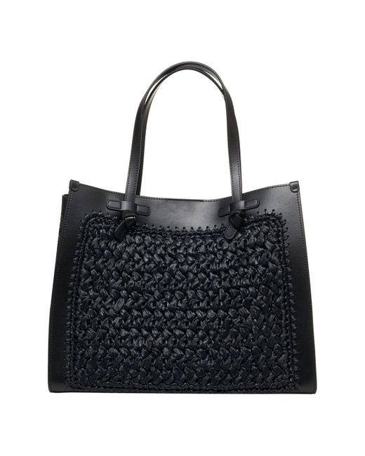 Gianni Chiarini Black Chic Raffia Shopper 'Marcella'