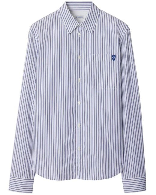 Burberry Blue Slim Fit Button-Up Shirt For Ss25 for men