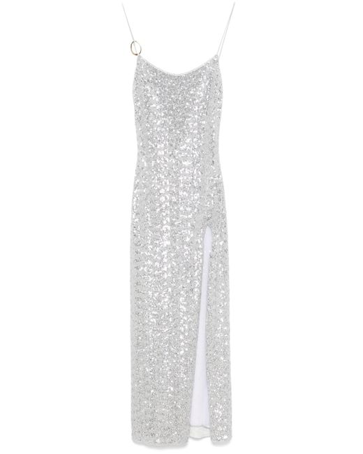 Oseree White Sparkling Sequin Long Dress For