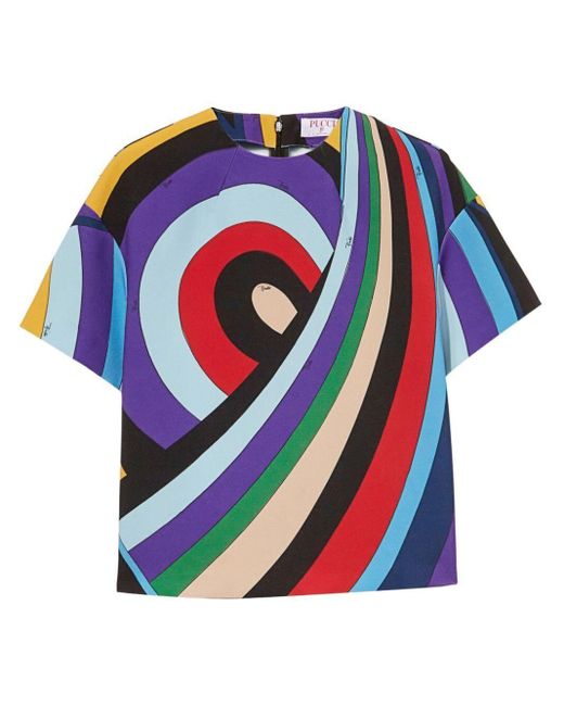 Emilio Pucci Blue Vibrant Print Top For