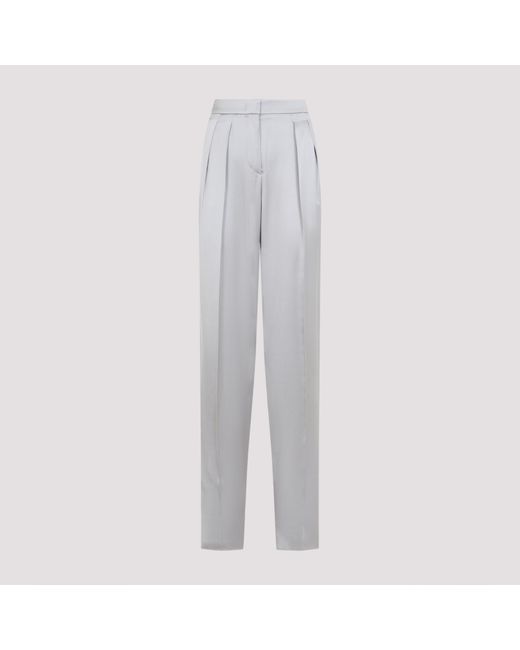 Giorgio Armani Gray Silk Trousers For Ss25 for men
