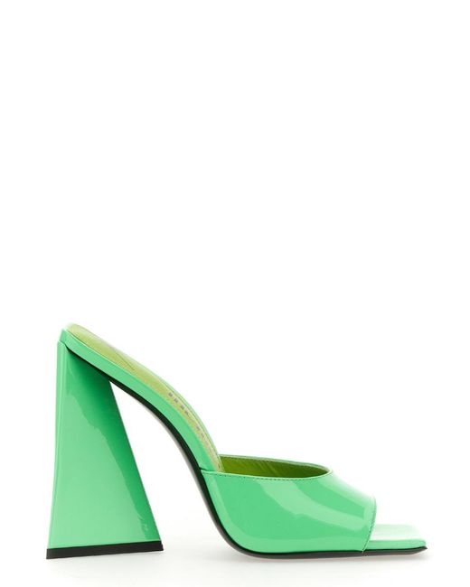 The Attico Green Pyramid Heel Flat Sandals