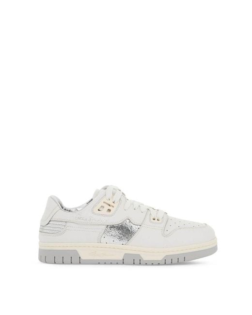 Acne White Retro-Inspired Low-Top Sneakers With Laminated Accents for men