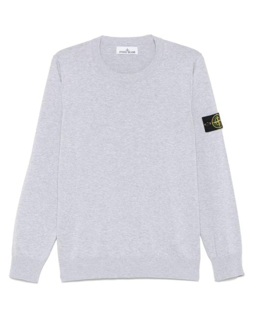 Stone Island White Crewneck Sweater With Logo for men