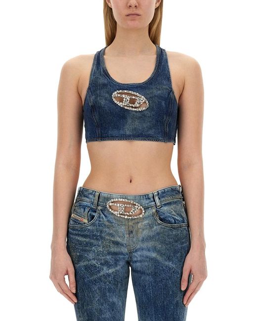DIESEL Blue Logo Graphic Top
