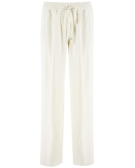 Kiton White Silk Trousers