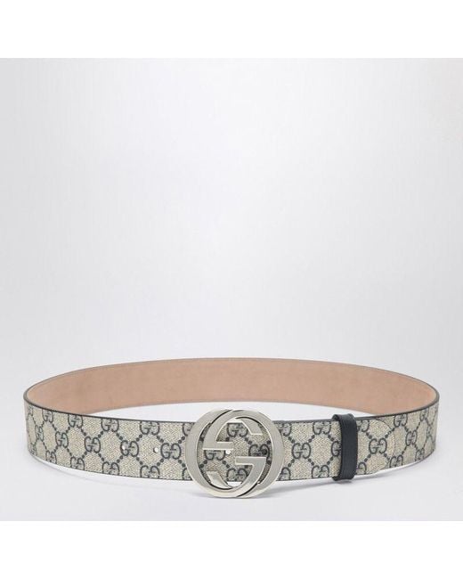 Gucci Metallic Gg Supreme Belt With G Buckle, Size 100 for men