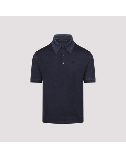 Prada Blue Cashmere Polo for men