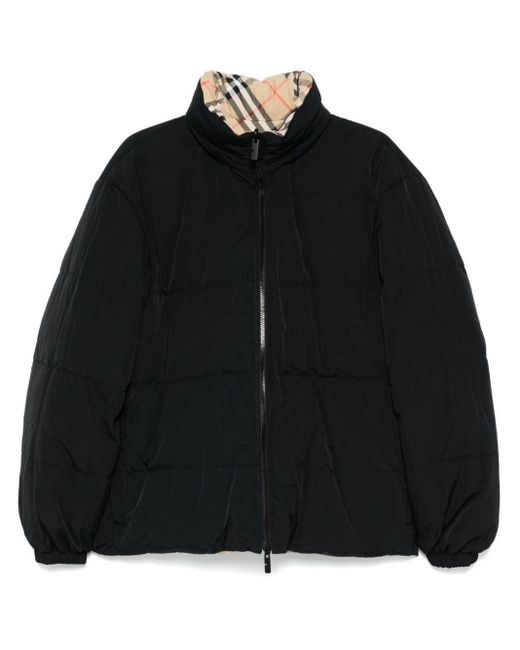 Burberry Black Reversible Check Nylon Snowdon Puffer Jacket for men