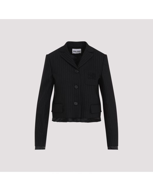 Miu Miu Black Chic Wool Jacket For Ss25 for men