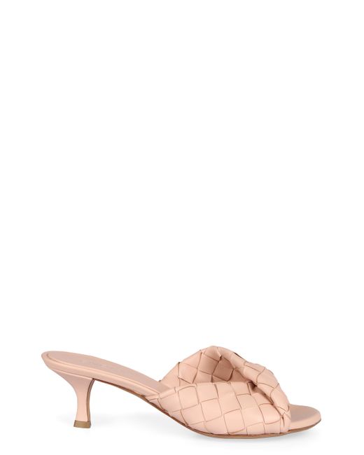 Bottega Veneta Pink Woven Leather Flat Sandals For