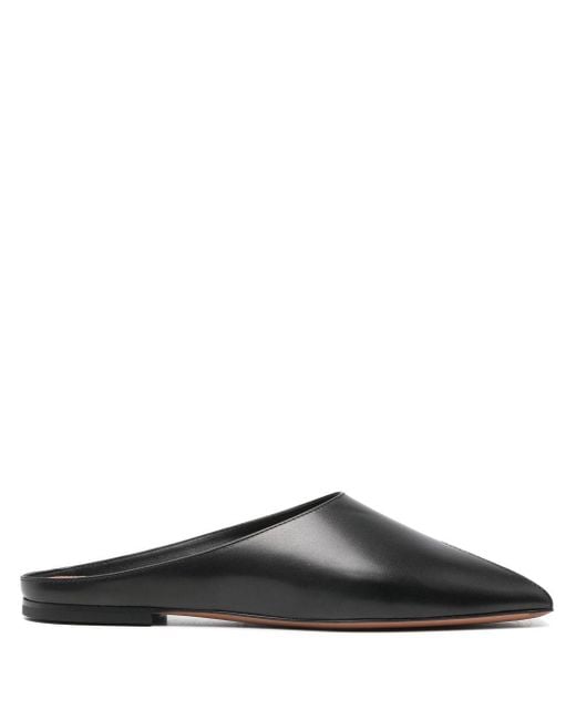 Alaïa Black Elegant Open-Toe Leather Flats For
