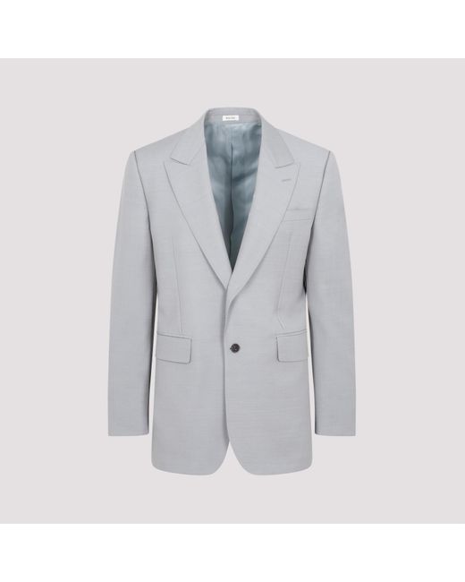 Alexander McQueen Gray Elegant Wool Blend Jacket for men