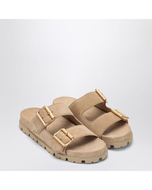 Prada Women's Natural Suede Sandal Slider